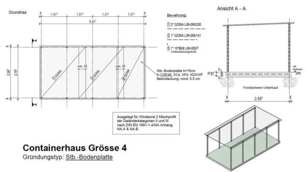 Fahrradgarage Fahrradhaus Mülltonnenhaus Gartenhaus Gr.4 531 x 265 cm mit Holzverkleidung – Bild 5