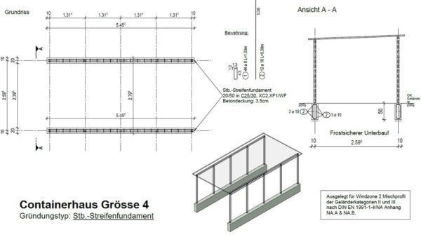 Fahrradgarage Fahrradhaus Mülltonnenhaus Gartenhaus Gr.4 531 x 265 cm mit Holzverkleidung – Bild 7